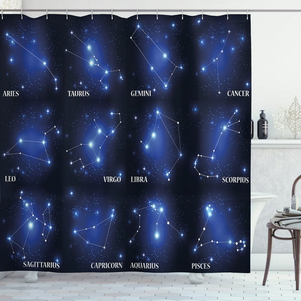 Constellation Shower Curtain Names of Stars Print for Bathroom Constellation Shower Curtain Names of Stars Print for Bathroom